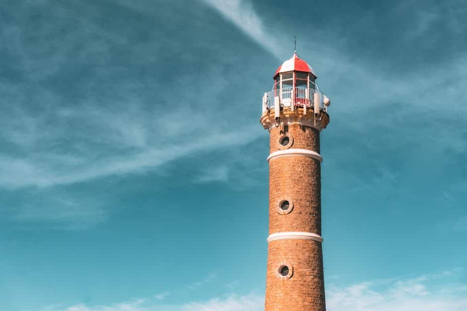 Beautiful view of Faro de José Ignacio lighthouse with clear blue sky in Uruguay.