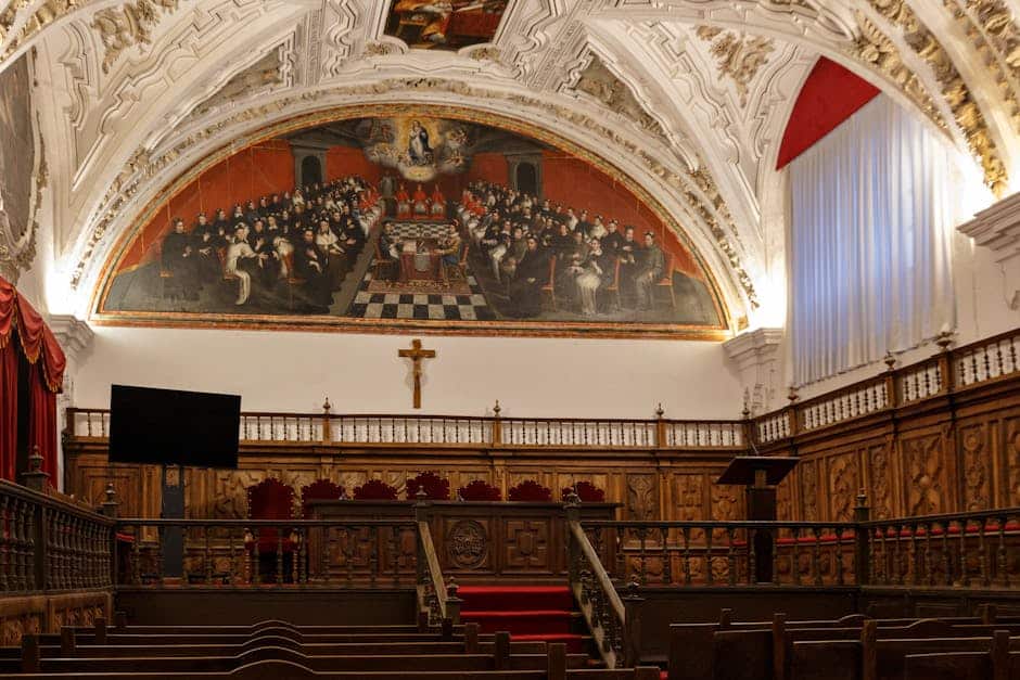 Elegant and historic chapel interior with intricate architectural details in Salamanca, Spain.